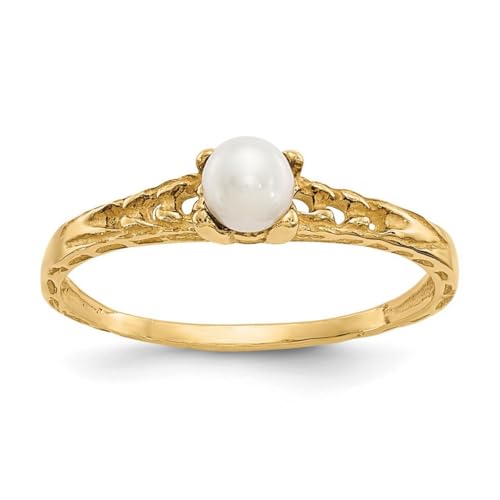 Madi K Baby-Ring aus goldfarbenem FW-Zuchtperle, 3 mm, Größe 59 von JewelryWeb