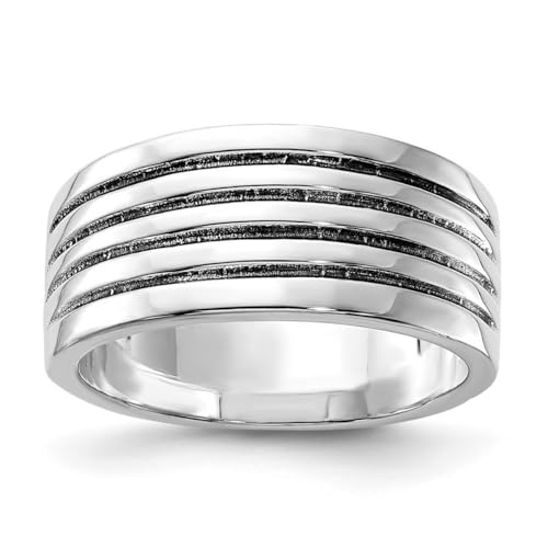 Massiver gerippter Ring aus 925er Sterlingsilber, Schmuckgeschenke für Damen – Ringgrößen-Optionen: L bis N, N 1/2, Metall Silber Sterling Silber, Kein Edelstein von JewelryWeb