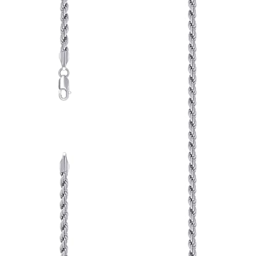 Massives 925er-Sterlingsilber, rhodiniertes Armband, 4 mm, 20 cm, Gliederarmband für Damen und Herren von JewelryWeb