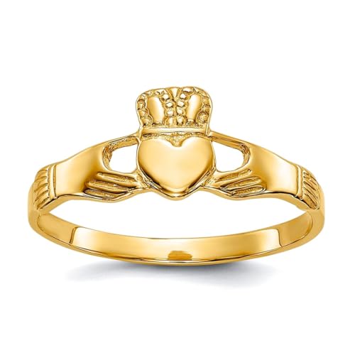 Massives Gelbgold, poliert, irischer Claddagh-keltischer Dreifaltigkeitsknotenring, Größe L 1/20, gelb, Einheitsgröße Massives Gelbgold, poliert, irischer Claddagh-keltischer Dreifaltigkeitsknotenring, Größe L 1/20, gelb, Einheitsgröße von JewelryWeb