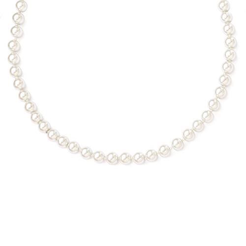 Meißel-Slip-On-Halskette, 8 mm, weiße Kunstperle, Kordel, Schmuck, Geschenke für Frauen, Längenoptionen: 107 132, Perle von JewelryWeb