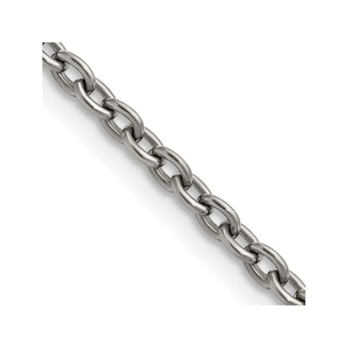 Meißel-Titan, massiv, poliert, 3,5 mm, Kabelkette, Schmuck, Geschenke für Frauen, Längenoptionen: 46, 51, 56, 61, Titan von JewelryWeb