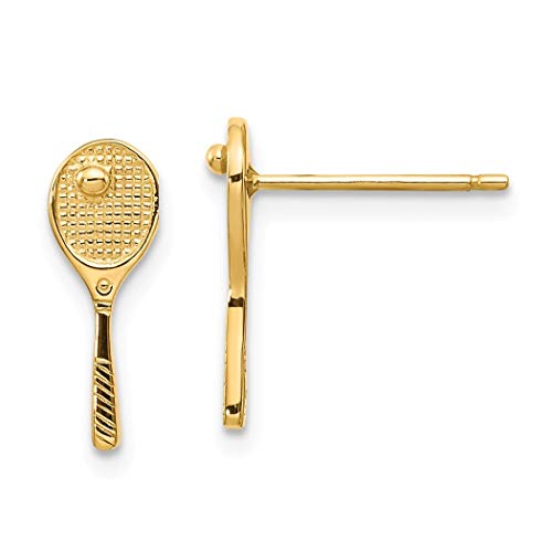 Mini-Tennisschläger mit Kugelpfosten, 10 Karat Gold, Schmuck Geschenke für Frauen – hochwertiger als 9 Karat Gold von JewelryWeb