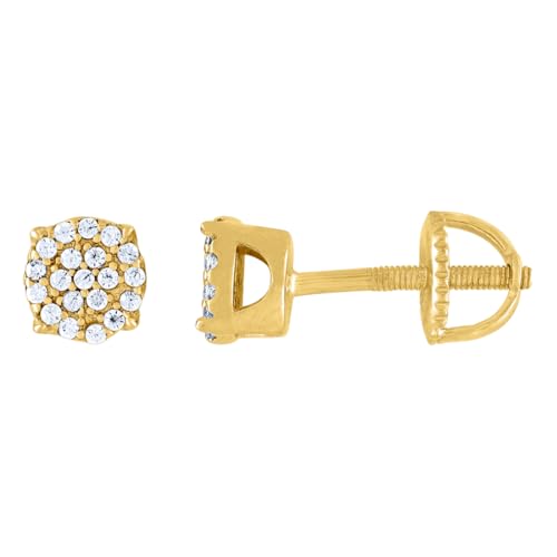 Moissanit-Ohrstecker aus 925er Sterlingsilber, Gelbton, 0,28 Karat, 5,6 x 5,7 mm, breiter Ohrring für Damen von JewelryWeb