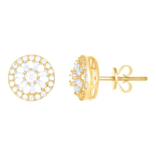 Moissanit-Ohrstecker für Damen, 10 Karat Gelbgold, 1,106 Karat, 9,9 x 10 mm, breiter Ohrring für Frauen von JewelryWeb