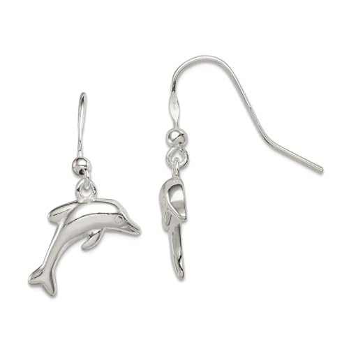 Ohrhänger aus 925er Sterlingsilber, Motiv: Schäferhund, poliert, Delfin, lang, 30 x 12 mm breit, Schmuck für Damen Ohrhänger aus 925er Sterlingsilber, Motiv: Schäferhund, poliert, Delfin, lang, 30 x 12 mm breit, Schmuck für Damen von JewelryWeb