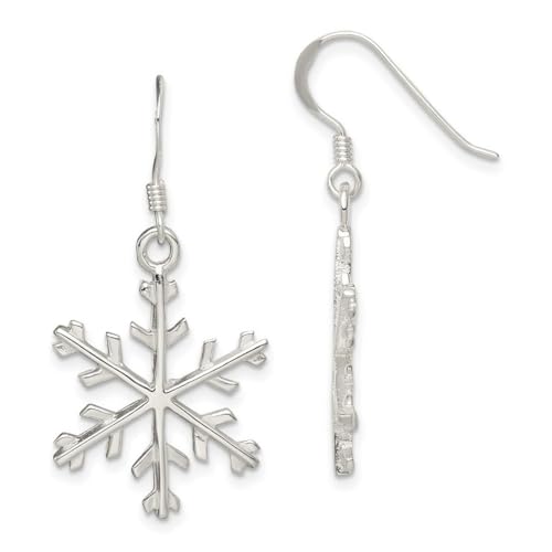 Ohrhänger aus 925er-Sterlingsilber, massiv, poliert, Schäferhaken, Schneeflocke, 39 x 20 mm breit, Silber, 0.15 Ohrhänger aus 925er-Sterlingsilber, massiv, poliert, Schäferhaken, Schneeflocke, 39 x 20 mm breit, Silber, 0.15 von JewelryWeb