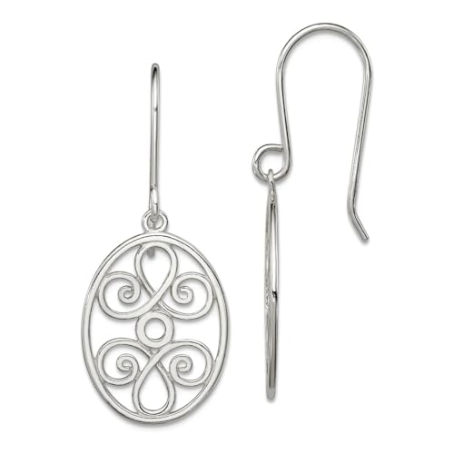 Ohrhänger aus 925er-Sterlingsilber, mit Schäferhaken, poliert, oval, filigran, lang, 35 x 15 mm breit, Schmuck für Damen, One Size, Metall Silber Sterling Silber, Kein Edelstein Ohrhänger aus 925er-Sterlingsilber, mit Schäferhaken, poliert, oval, filigran, lang, 35 x 15 mm breit, Schmuck für Damen, One Size, Metall Silber Sterling Silber, Kein Edelstein von JewelryWeb