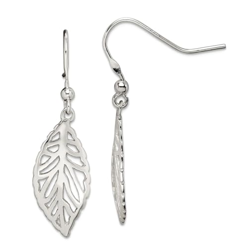 Ohrhänger aus 925er-Sterlingsilber, mit Schäferhaken, poliertes Blatt, lang, 25 x 11 mm, breit Ohrhänger aus 925er-Sterlingsilber, mit Schäferhaken, poliertes Blatt, lang, 25 x 11 mm, breit von JewelryWeb
