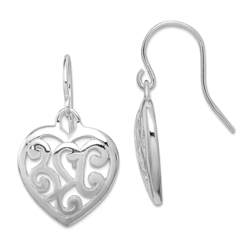 Ohrhänger aus 925er-Sterlingsilber, poliert, rhodiniert, Schäferhaken, 28 x 15 mm breit, baumelnder Ohrring für Damen Ohrhänger aus 925er-Sterlingsilber, poliert, rhodiniert, Schäferhaken, 28 x 15 mm breit, baumelnder Ohrring für Damen von JewelryWeb