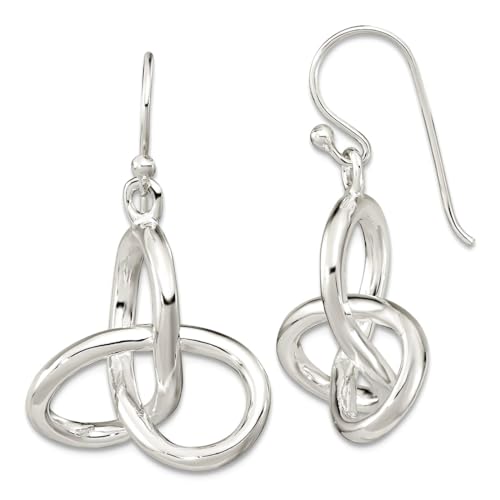 Ohrhänger aus 925er-Sterlingsilber, polierter Knoten, 31,43 x 19,23 mm breit, Schmuckgeschenk für Mutter, One Size, Metall Silber Sterling Silber, Kein Edelstein von JewelryWeb