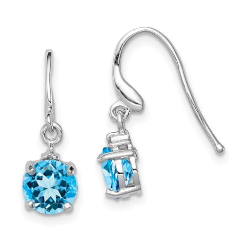 Ohrhänger aus 925er-Sterlingsilber, polierter Schäferhaken, SW-Bautopas und Diamantdraht, Maße: 20 x 6 mm breit, Schmuck für Damen, Diamant von JewelryWeb