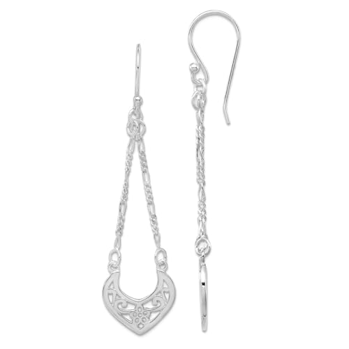 Ohrhänger aus 925er-Sterlingsilber, polierter Schäferhaken, filigran, lang, 56 x 16 mm breit, Schmuck für Damen, One Size, Metall Silber Sterling Silber, Kein Edelstein Ohrhänger aus 925er-Sterlingsilber, polierter Schäferhaken, filigran, lang, 56 x 16 mm breit, Schmuck für Damen, One Size, Metall Silber Sterling Silber, Kein Edelstein von JewelryWeb