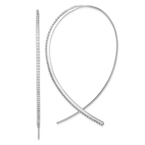 Ohrhänger aus 925er-Sterlingsilber, rhodiniert, Zirkonia, 71,46 mm, lange baumelnde Ohrringe für Damen von JewelryWeb