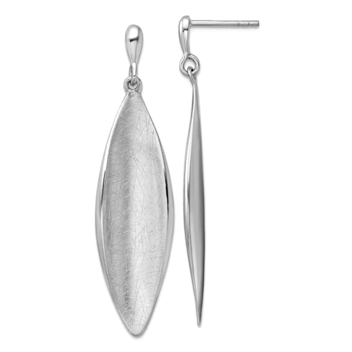 Ohrhänger aus 925er Sterlingsilber, rhodiniert, poliert und gebürstet, 48 x 12 mm breit, Schmuckgeschenk für Mutter, One Size, Metall Silber Metall Rhodium Silberfarben, Kein Edelstein von JewelryWeb