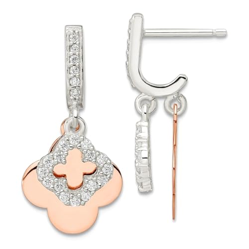 Ohrhänger aus 925er Sterlingsilber, rosafarbener Vierpass-Zirkonia, künstlicher Diamant, 24,6 x 11,85 mm breit, Schmuckgeschenk für Mutter, One Size, Zirkonia Edelstein Metall, Zirkonia Ohrhänger aus 925er Sterlingsilber, rosafarbener Vierpass-Zirkonia, künstlicher Diamant, 24,6 x 11,85 mm breit, Schmuckgeschenk für Mutter, One Size, Zirkonia Edelstein Metall, Zirkonia von JewelryWeb