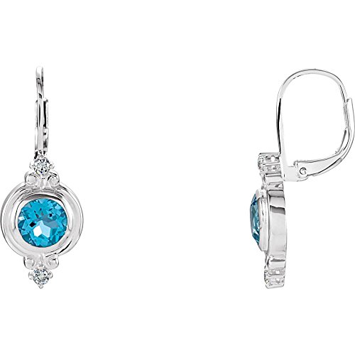 Ohrring aus 925er-Sterlingsilber, schweizer Blautopas und Zirkonia, künstlicher Diamant, 1 Paar Schmuck für Damen, Blauer Topas von JewelryWeb