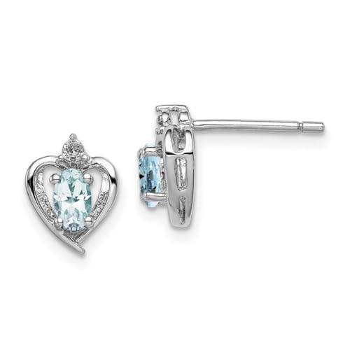 Ohrringe Sterling-Silber 925 rhodiniert Aquamarin Diamant von JewelryWeb