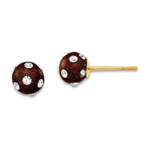 Ohrringe aus 14 Karat Gelbgold, Kristall, braun, 6 mm, Maße: 6 x 6 mm breit, Schmuck für Damen Ohrringe aus 14 Karat Gelbgold, Kristall, braun, 6 mm, Maße: 6 x 6 mm breit, Schmuck für Damen von JewelryWeb