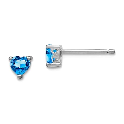 Ohrringe aus 925er-Sterlingsilber, 4 mm, Herzform, schweizer Blautopas, Maße: 4,5 x 4,5 mm breit, Schmuck für Damen Ohrringe aus 925er-Sterlingsilber, 4 mm, Herzform, schweizer Blautopas, Maße: 4,5 x 4,5 mm breit, Schmuck für Damen von JewelryWeb
