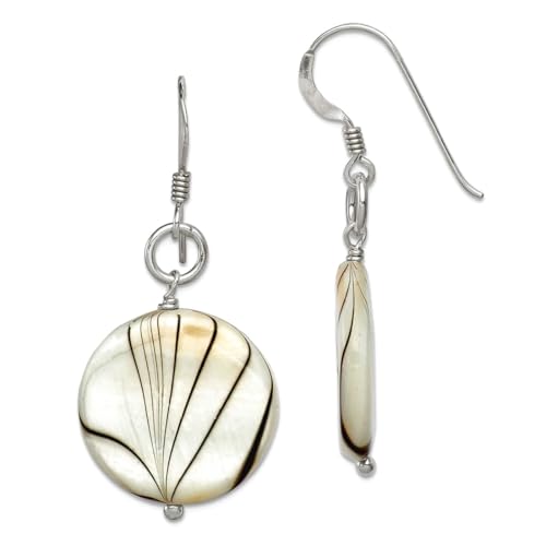 Ohrringe aus 925er Sterlingsilber, Schäferhund, Zebradruck, simuliertes Perlmutt, Maße: 42 x 21 mm breit, Schmuck für Damen von JewelryWeb