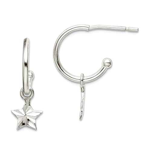 Ohrringe aus 925er-Sterlingsilber, Stern-Design, 19,5 x 6,2 mm breit, 1,2 mm dick, Schmuck für Damen von JewelryWeb