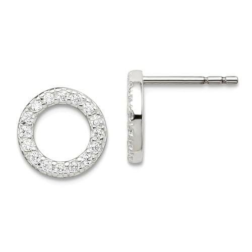Ohrringe aus 925er-Sterlingsilber, Zirkonia, künstlicher Diamant, Maße: 10 x 10 mm breit, Schmuck für Damen von JewelryWeb