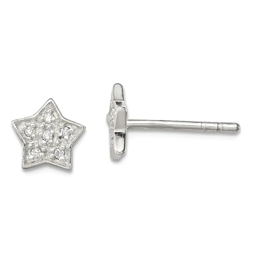 Ohrringe aus 925er-Sterlingsilber, Zirkonia, künstlicher Diamant, Sternform, 8 x 8 mm breit, Schmuck für Damen von JewelryWeb