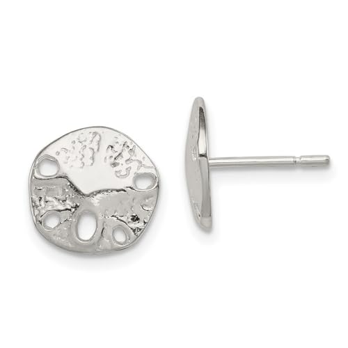 Ohrringe aus 925er-Sterlingsilber, massiv, poliert, Sanddollar, klein, für Jungen oder Mädchen, Maße: 10 x 10 mm breit, One Size, Metall Silber Sterling Silber, Kein Edelstein von JewelryWeb