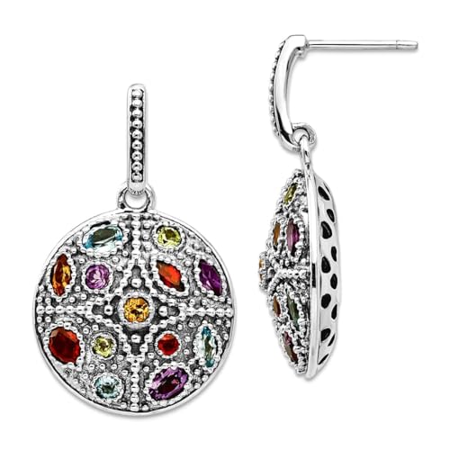 Ohrringe aus 925er-Sterlingsilber, oxidiert mit 14 Karat antiken Edelsteinen, 33 mm, lange baumelnde Ohrringe für Damen Ohrringe aus 925er-Sterlingsilber, oxidiert mit 14 Karat antiken Edelsteinen, 33 mm, lange baumelnde Ohrringe für Damen von JewelryWeb