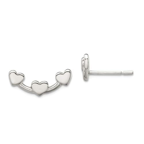 Ohrringe aus 925er-Sterlingsilber, poliert, 3 Herzen, Maße: 14 x 3,65 mm breit, Schmuck für Damen von JewelryWeb