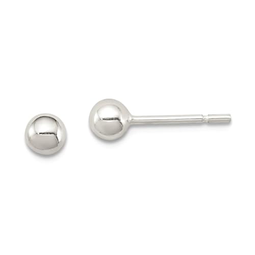 Ohrringe aus 925er-Sterlingsilber, poliert, 4 mm, Kugel-Ohrringe, Maße: 4 x 4 mm breit, Schmuck für Damen von JewelryWeb
