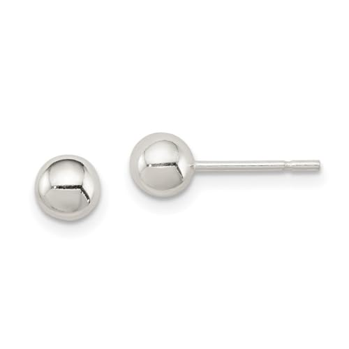 Ohrringe aus 925er-Sterlingsilber, poliert, 5 mm, Kugel-Ohrringe, Maße: 5 x 5 mm breit, Schmuck für Damen von JewelryWeb