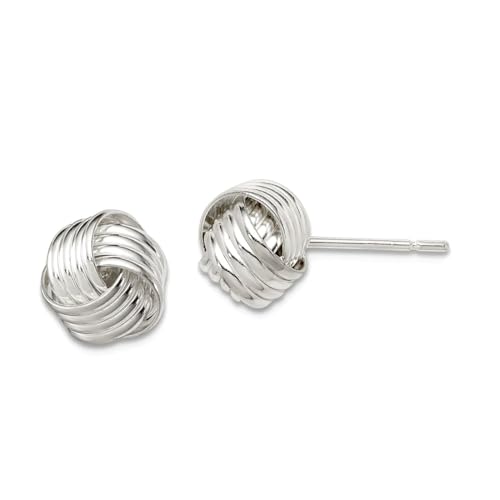Ohrringe aus 925er-Sterlingsilber, poliert, Liebesknoten-Ohrringe, Maße: 10 x 8 mm breit, Schmuck für Damen von JewelryWeb
