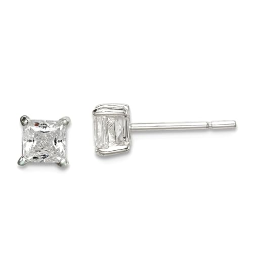 Ohrringe aus 925er-Sterlingsilber, poliert, Zirkonia, künstlicher Diamant, Maße: 5 x 5 mm breit, Schmuck für Damen von JewelryWeb