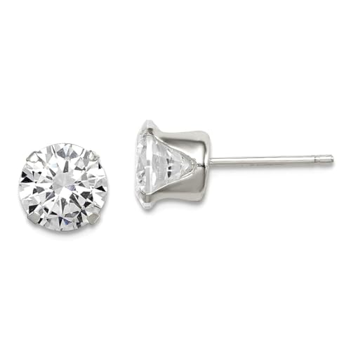 Ohrringe aus 925er-Sterlingsilber, poliert, mit Zirkonia, künstlicher Diamant, 7 mm, 7 mm breit, Schmuck für Damen von JewelryWeb