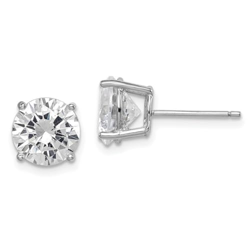 Ohrringe aus 925er-Sterlingsilber, poliert, rund, Zirkonia, künstlicher Diamant, 8 mm, 8 x 8 mm breit, Schmuck für Damen von JewelryWeb