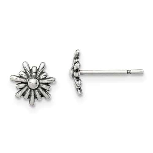 Ohrringe aus 925er-Sterlingsilber, poliert und mit Blumenmotiv, 8 x 8 mm breit, Schmuck für Damen von JewelryWeb