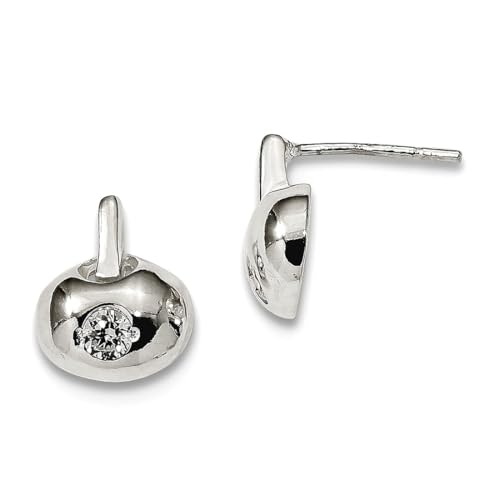 Ohrringe aus 925er-Sterlingsilber, polierter Zirkonia, künstlicher Diamant, Apfelform, Maße: 11,04 x 9,25 mm breit, Schmuck für Damen von JewelryWeb