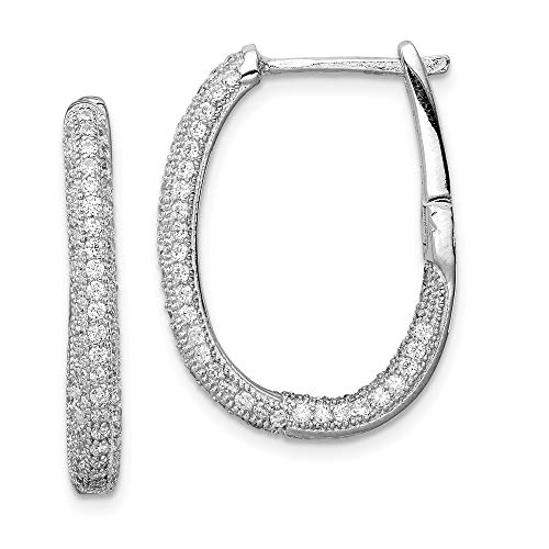 Ohrringe aus 925er-Sterlingsilber, polierter Zirkonia, künstlicher Diamant, aufklappbar, Maße: 24 x 21 mm breit, 4 mm, Zirkonia von JewelryWeb