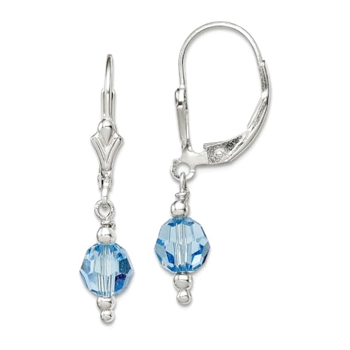 Ohrringe aus 925er-Sterlingsilber, polierter blauer Kristall, Klappbügel, 33 x 5 mm breit, baumelnde Ohrringe für Damen Ohrringe aus 925er-Sterlingsilber, polierter blauer Kristall, Klappbügel, 33 x 5 mm breit, baumelnde Ohrringe für Damen von JewelryWeb