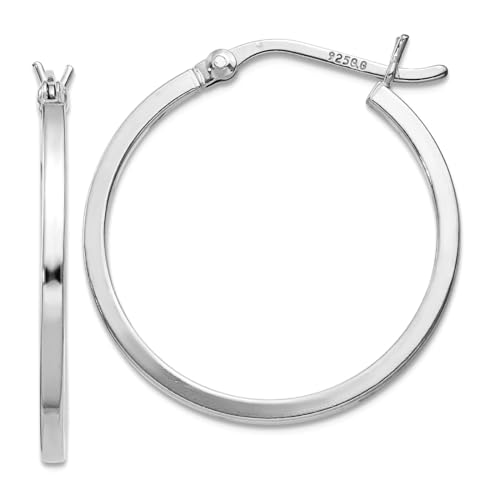 Ohrringe aus 925er-Sterlingsilber, rhodiniert, Scharnier-Ohrringe, Maße: 25 x 25 mm breit, 1,5 mm dick, Schmuck für Damen von JewelryWeb