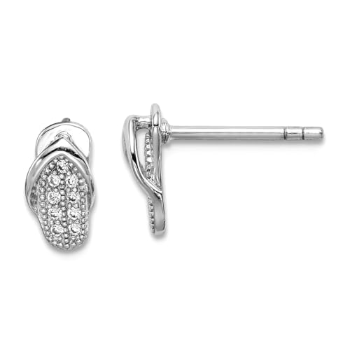 Ohrringe aus 925er Sterlingsilber, rhodiniert, Zirkonia, künstlicher Diamant, 9,24 x 5,08 mm breit, Schmuck für Damen von JewelryWeb