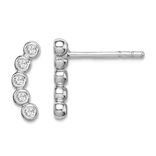 Ohrringe aus 925er-Sterlingsilber, rhodiniert, Zirkonia, künstlicher Diamant, Maße: 12 x 4,5 mm breit, Schmuck für Damen von JewelryWeb