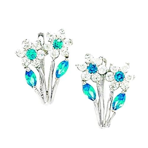 Ohrringe aus 925er Sterlingsilber, rhodiniert, blaue Zirkonia, 2 Klappbügel, 16 x 10 mm von JewelryWeb