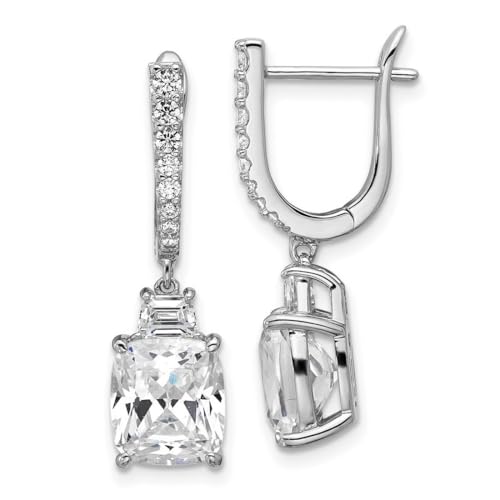 Ohrringe aus 925er Sterlingsilber, rhodiniert, mit Zirkonia, künstlicher Diamant, Scharnier, lang, 28 x 8,1 mm breit, Schmuckgeschenk für Mutter, Einheitsgröße, Zirkonia, Edelstein, Metall, Cubic Ohrringe aus 925er Sterlingsilber, rhodiniert, mit Zirkonia, künstlicher Diamant, Scharnier, lang, 28 x 8,1 mm breit, Schmuckgeschenk für Mutter, Einheitsgröße, Zirkonia, Edelstein, Metall, Cubic von Cheryl M