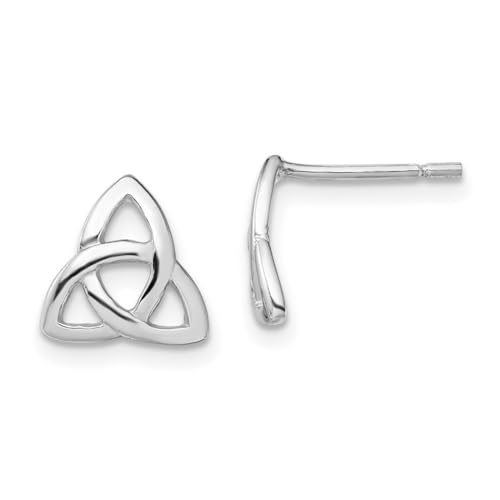 Ohrringe aus 925er-Sterlingsilber, rhodiniert, poliert, keltischer Knoten, 9,6 x 9,7 mm breit, Schmuck für Damen von JewelryWeb