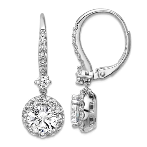 Ohrringe aus 925er-Sterlingsilber, rhodiniert, rund, Zirkonia, künstlicher Diamant, Halo, baumelnde Klappbügel, 27,5 x 9,4 mm breit, Schmuckgeschenk für Mutter, Einheitsgröße, Zirkonia, Edelstein Ohrringe aus 925er-Sterlingsilber, rhodiniert, rund, Zirkonia, künstlicher Diamant, Halo, baumelnde Klappbügel, 27,5 x 9,4 mm breit, Schmuckgeschenk für Mutter, Einheitsgröße, Zirkonia, Edelstein von Cheryl M