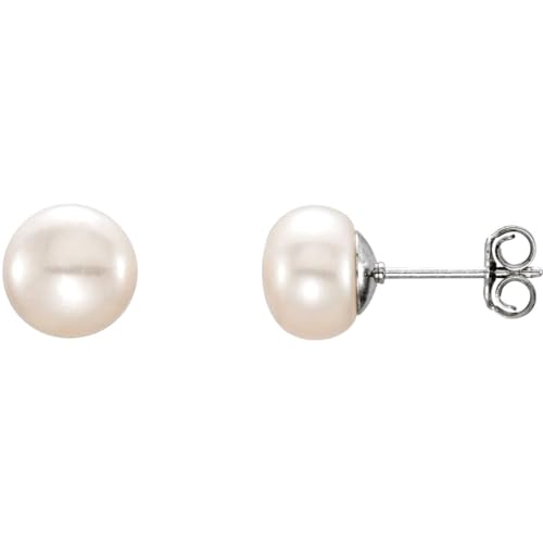 Ohrringe aus 925er Sterlingsilber, weiße Süßwasser-Zuchtperle, poliert, Süßwasser-Zuchtperle, Ohrstecker für Damen, One Size, Metall Perle Silber, Kein Edelstein von JewelryWeb