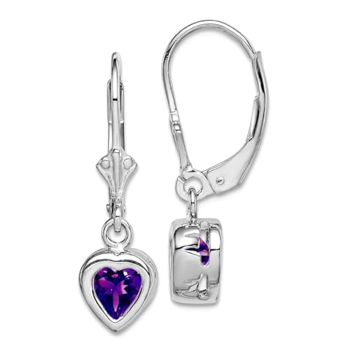 Ohrringe aus 925er-Sterlingsilber mit polierter Lünette, offener Rücken, 6 mm, Amethyst, Klappbügel, Maße: 25 x 7 mm breit, Schmuck für Damen von JewelryWeb
